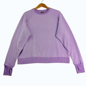 Purple Fleece Sweatshirt Women M Crewneck Cozy Soft Athleisure Pullover